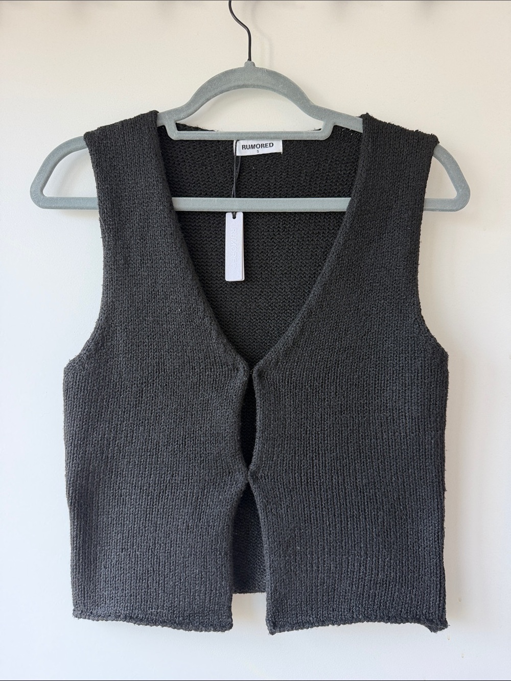 Rumored Charcoal Gray V-Neck Knit Vest